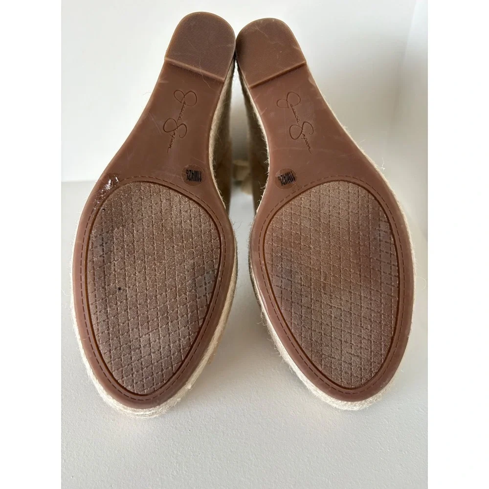 Jessica Simpson Zavida Tan Faux Suede Espadrille Wedge Ankle Tie Sandals 11M